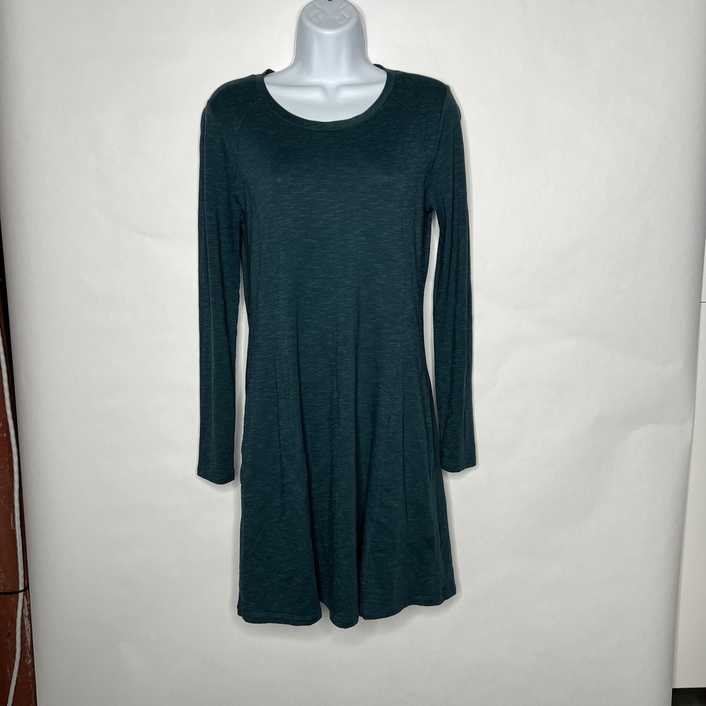 Toad&Co Dress Womens Small Green Windmere Long Sleeve A-Line Jersey Knit Pockets